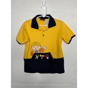 Vintage y2K 2001 Bob the Builder 5T Polo Shirt Yellow Boys